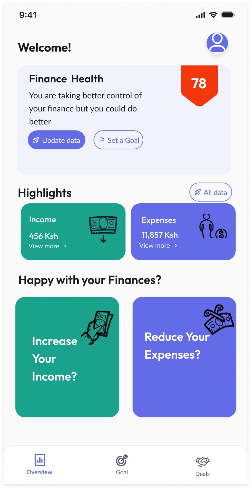 Home dashboard